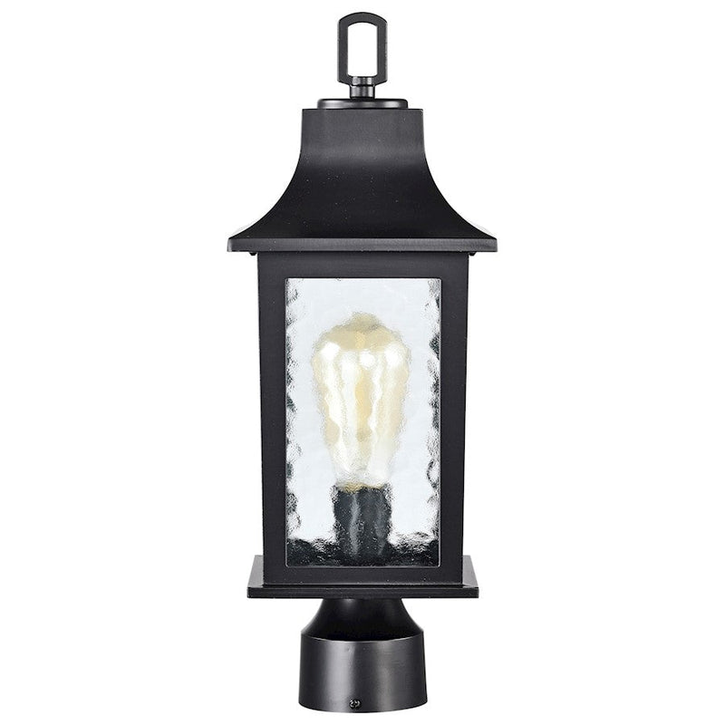 Nuvo Stillwell 1-Light Outdoor Post Lantern | Transitional Matte Black and Water Glass | Walkway, Driveway & Patio | 6 x 6 x 17 in | Model 60-5957