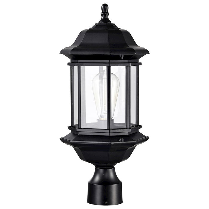 Nuvo Lighting Hopkins 1 Light Outdoor Post Lantern, Black/Clear