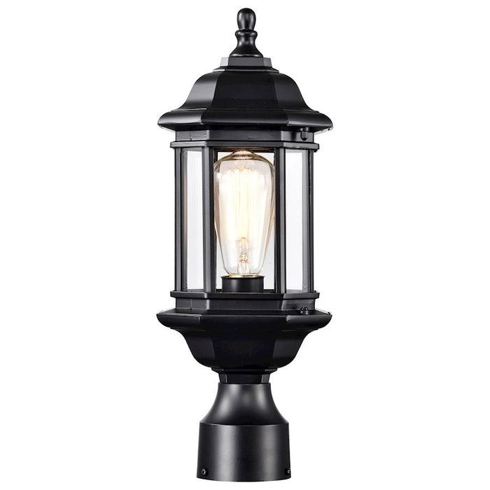 Nuvo Lighting Hopkins 1 Light Outdoor Post Lantern, Black/Clear