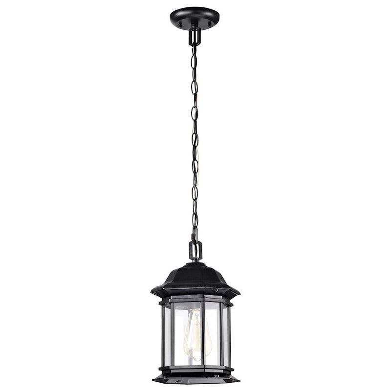 Nuvo Lighting Hopkins 1-Light Outdoor Hanging Lantern | Transitional Matte Black and Clear Glass | Covered Patios & Entryways | 7.5 x 7.5 | Model 60-6117