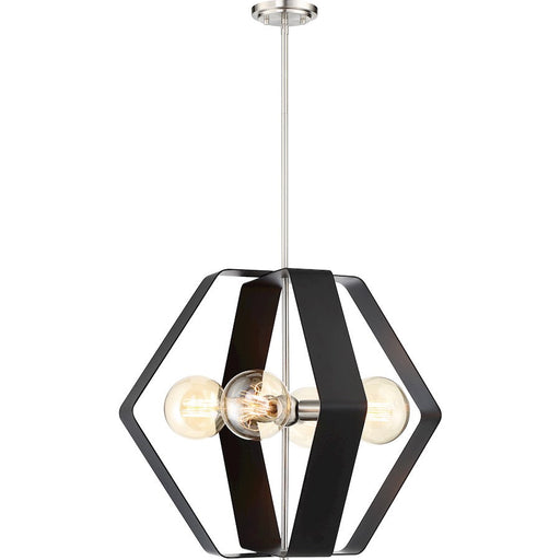 Nuvo Lighting Zen 1 Light 24" Pendant Black, Brushed Nickel Accents - 60-6393