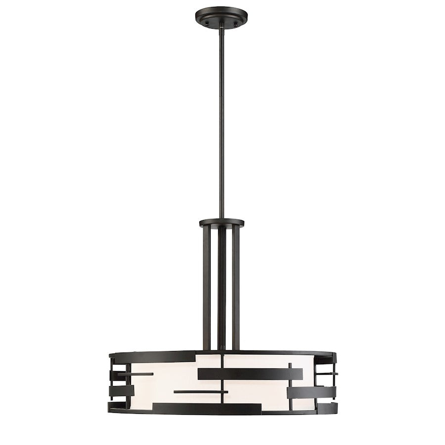 Nuvo Lighting Lansing 3-LT Pendant, White Shade/& Opal Diffuser Black - 60-6435