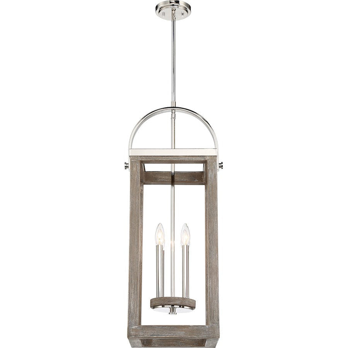 Nuvo Lighting Bliss 4 Light Pendant Driftwood, Polished Nickel Accents - 60-6481