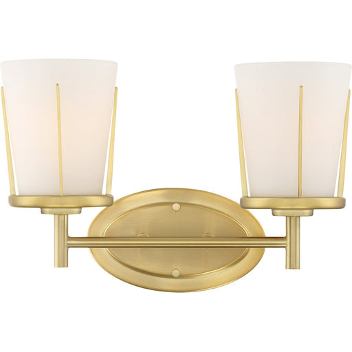 Nuvo Lighting Serene 2 Light Sconce, Satin White Glass, Natural Brass - 60-6532