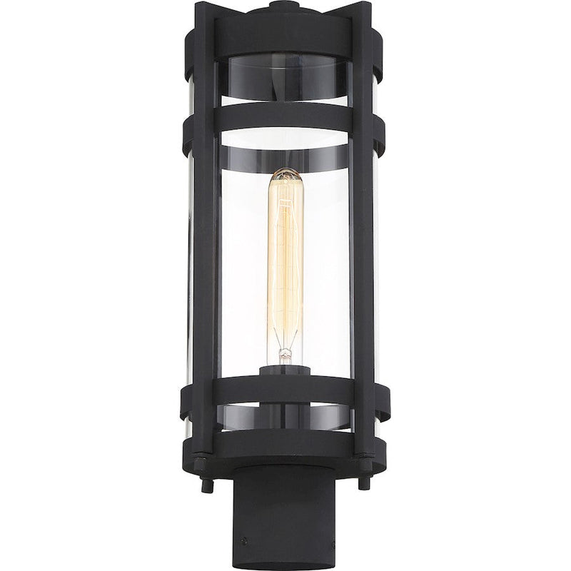 Nuvo Lighting Tofino 1-Light Post Lantern | Industrial Textured Black and Clear Seeded Glass | Outdoor Path & Entryway | 17.75 in H | Model 60-6575