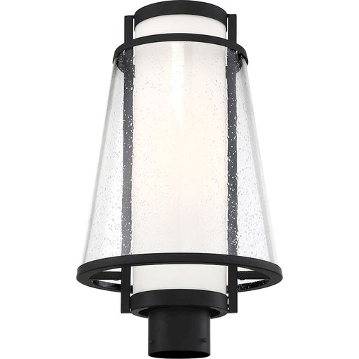 Nuvo Lighting Anau 1 Light Post Lantern, Black/Etched Opal/Clear Glass