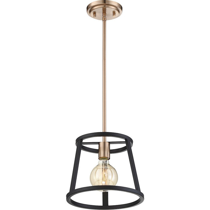 Nuvo Lighting Chassis 1 Light Mini Pendant, Copper Brass/Black Frame