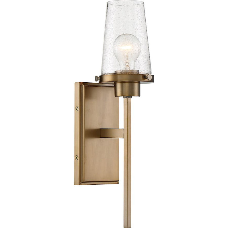 Nuvo Lighting Rector 18in 1-Light Wall Sconce | Traditional Burnished Brass and Clear Glass | Hallway & Bedroom Accent | 6.25 x 4.5 x 18 in | Model 60-6677