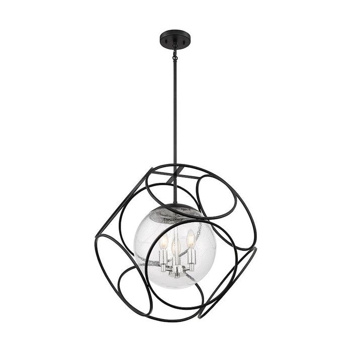 Nuvo Lighting Aurora 3 Light Pendant, Seeded, Black/Polished Nickel - 60-6937