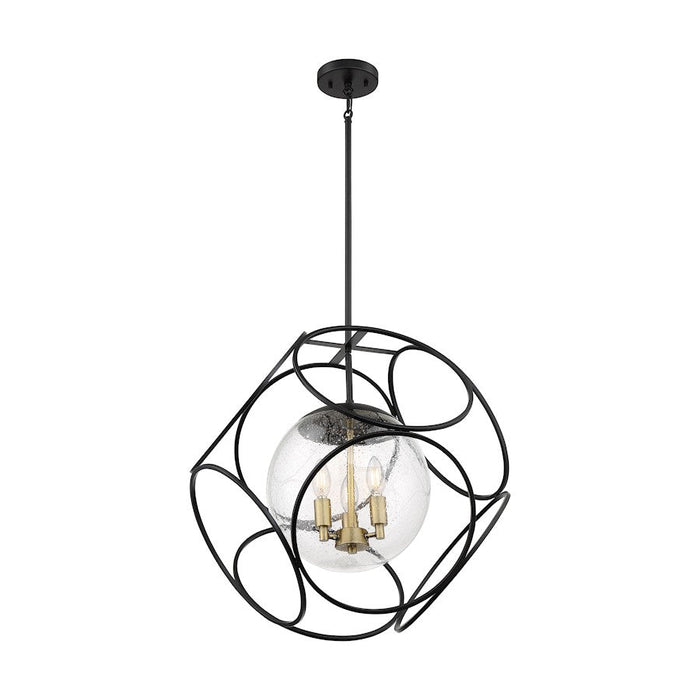 Nuvo Lighting Aurora 3 Light Pendant, Seeded, Black/Vintage Brass - 60-6947