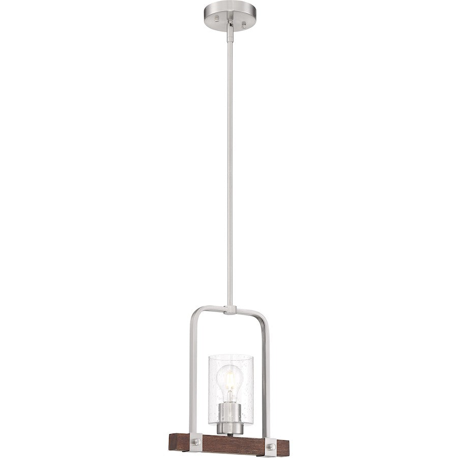 Nuvo Lighting Arabel 1 Light Mini Pendant, Nickel & Nutmeg/Seeded