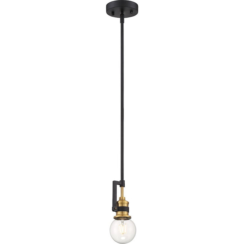 Nuvo Lighting Intention 1-Light Mini Pendant | Industrial Warm Brass and Black Metal | Kitchen Island & Dining Room Accent | 3 x 3 x 6 in | Model 60-6975
