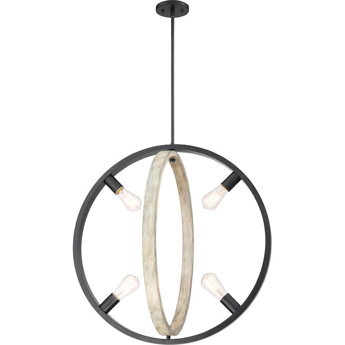 Nuvo Lighting Augusta 4 Light Pendant Fixture, Black/Gray Wood