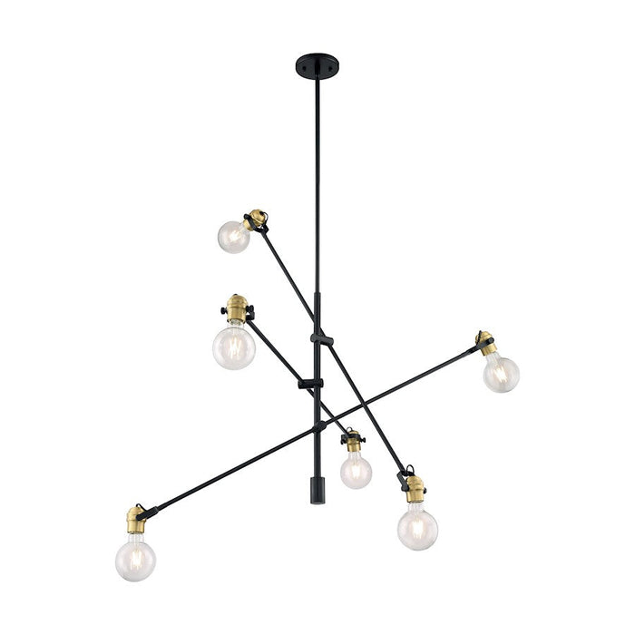 Nuvo Lighting Mantra 6 Light Pendant, Black/Brass Accents - 60-6989