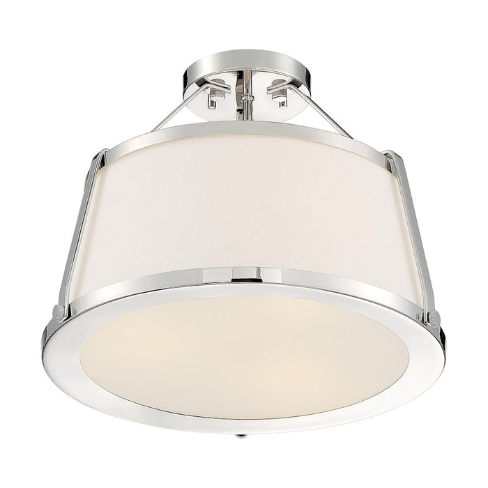 Nuvo Lighting Cutty 3 Light Semi-Flush, Fabric Shade Polished Nickel - 60-6996