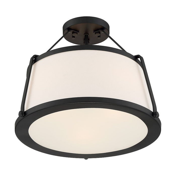 Nuvo Lighting Cutty 3 Light Semi-Flush, Fabric Shade Matte Black - 60-6998