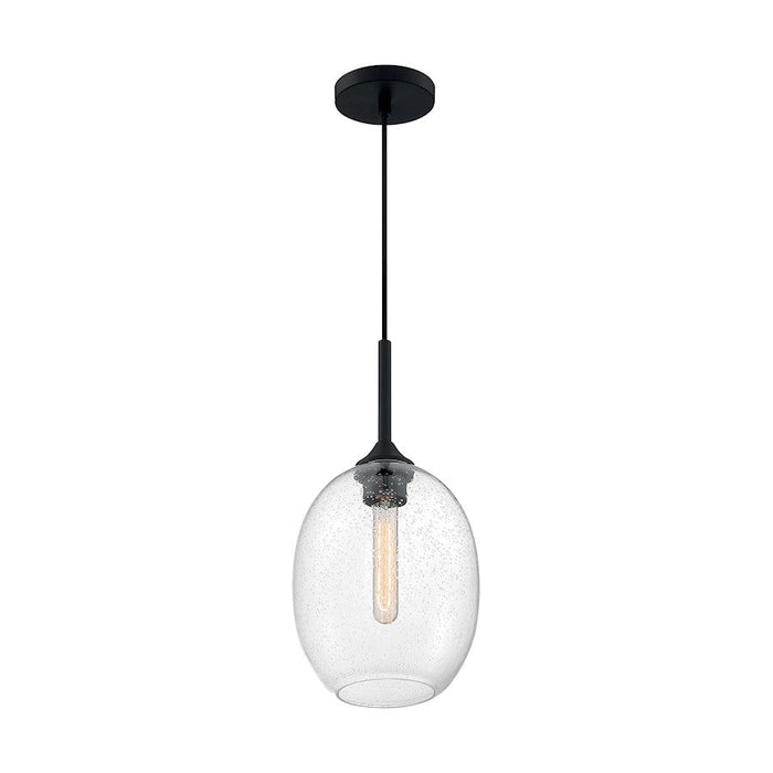 Nuvo Lighting Aria 1 Light 8" Pendant, Seeded Glass, Matte Black - 60-7026