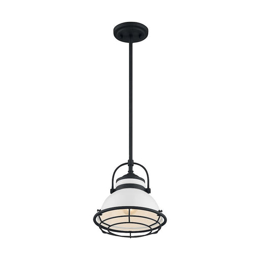 Nuvo Lighting Upton 1 Light 9.75" Pendant, Gloss White/Black Accents - 60-7083