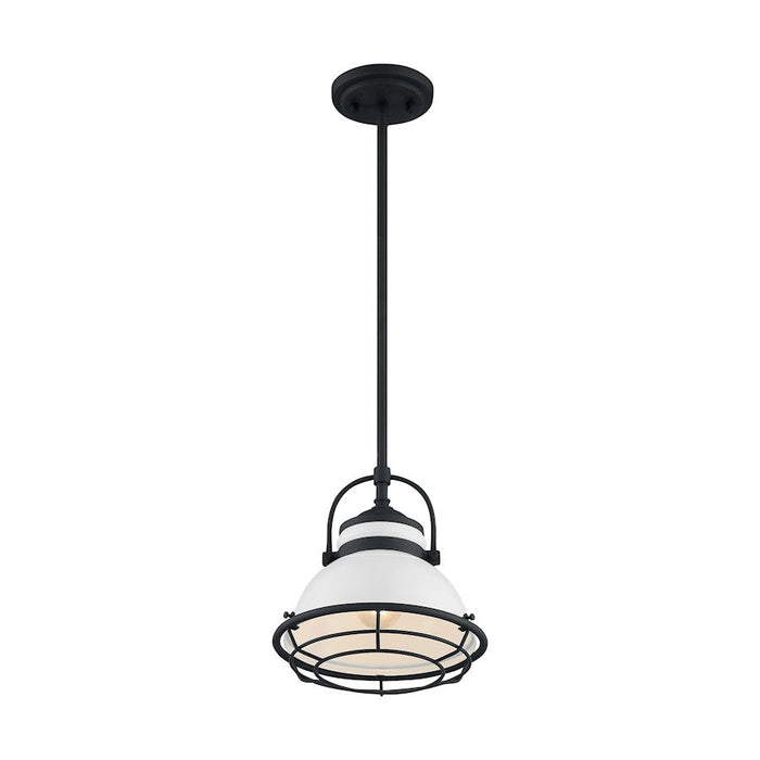 Nuvo Lighting Upton 1 Light 9.75" Pendant, Gloss White/Black Accents - 60-7083