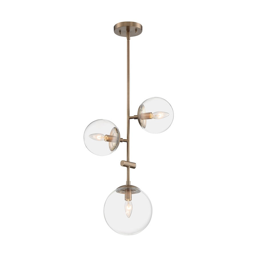 Nuvo Lighting Sky 3 Light Pendant, Clear Glass, Burnished Brass - 60-7124