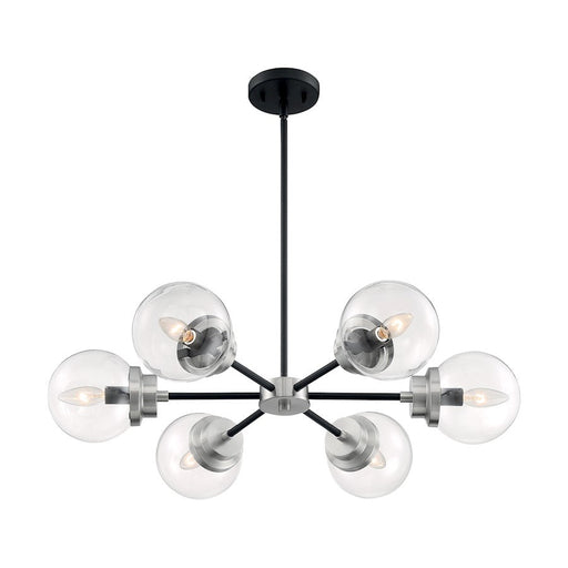 Nuvo Lighting Axis 6 Light Chandelier, Clear, Black/Brushed Nickel - 60-7136