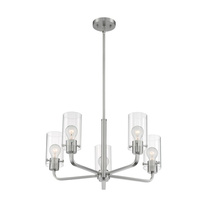 Nuvo Lighting Sommerset 5 Light Chandelier, Clear, Brushed Nickel - 60-7175