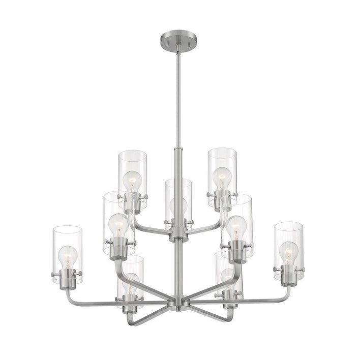 Nuvo Lighting Sommerset 9 Light Chandelier, Clear, Brushed Nickel - 60-7179