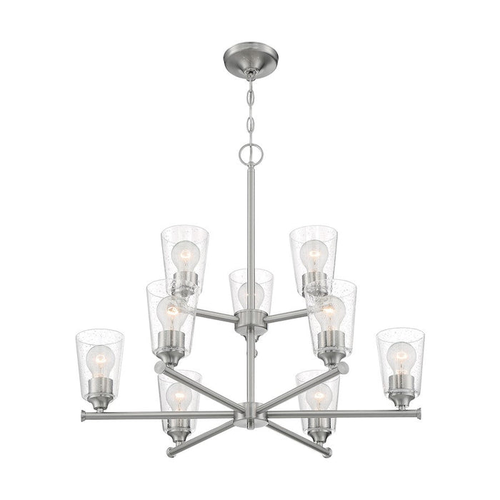 Nuvo Lighting Bransel 9 Light Chandelier, Seeded Glass, Brushed Nickel - 60-7189