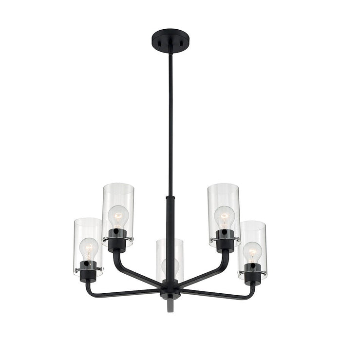 Nuvo Lighting Sommerset 5 Light Chandelier, Clear Glass, Matte Black - 60-7275