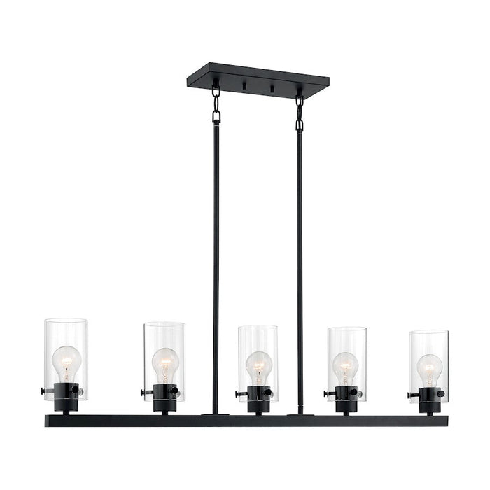 Nuvo Lighting Sommerset 5 Light Island Pendant, Clear, Matte Black - 60-7276