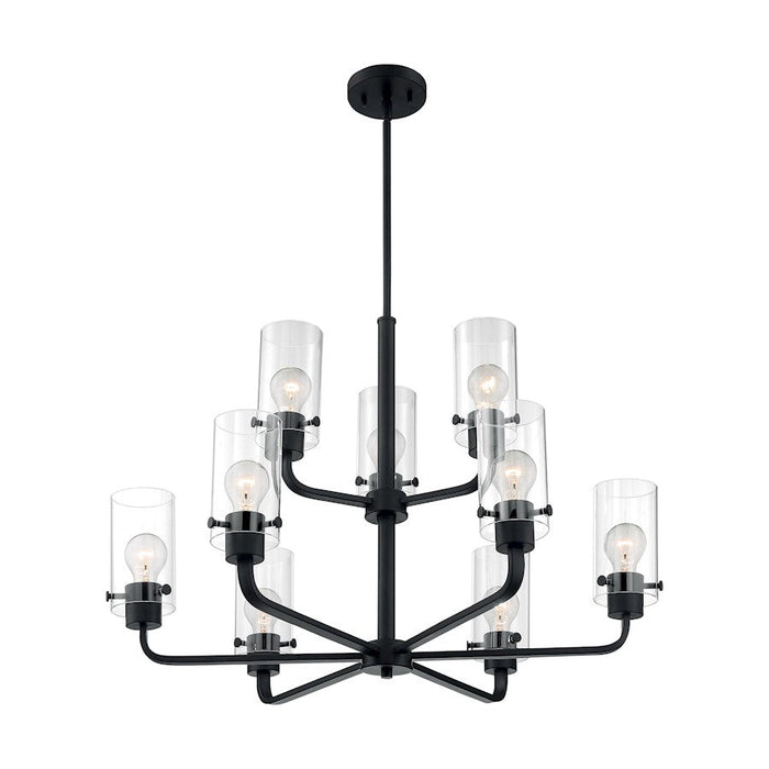 Nuvo Lighting Sommerset 9 Light Chandelier, Clear Glass, Matte Black - 60-7279