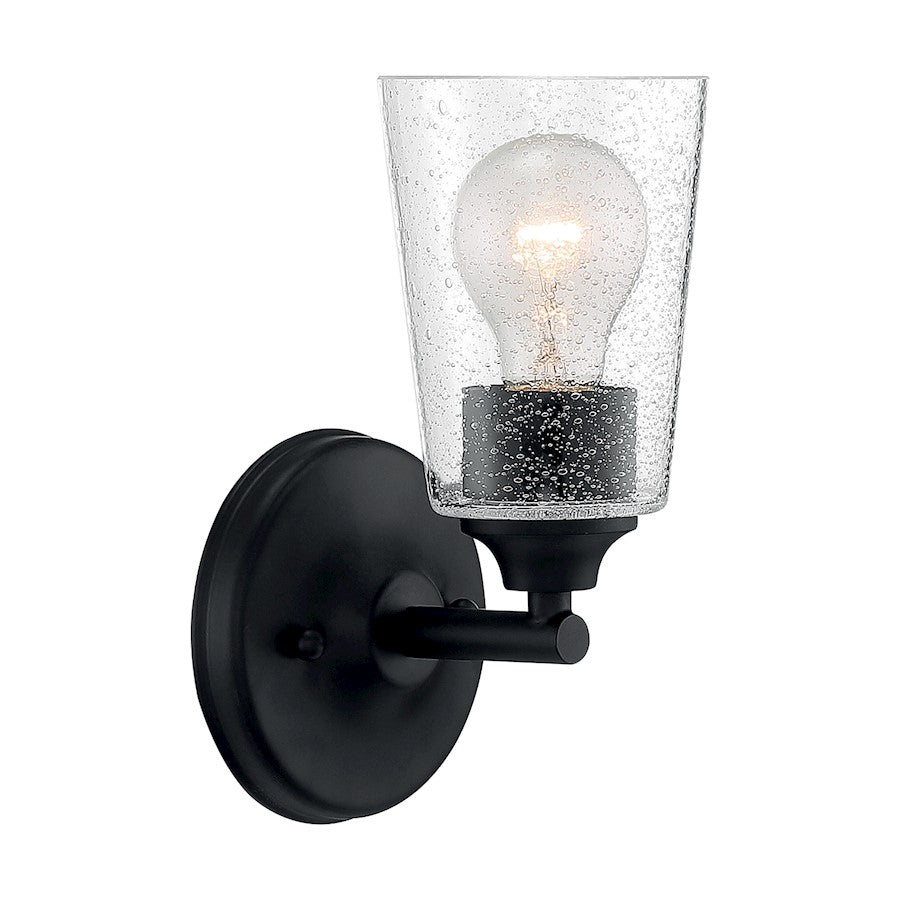 Nuvo Lighting Bransel 1 Light Wall Sconce, Seeded Glass, Matte Black - 60-7281