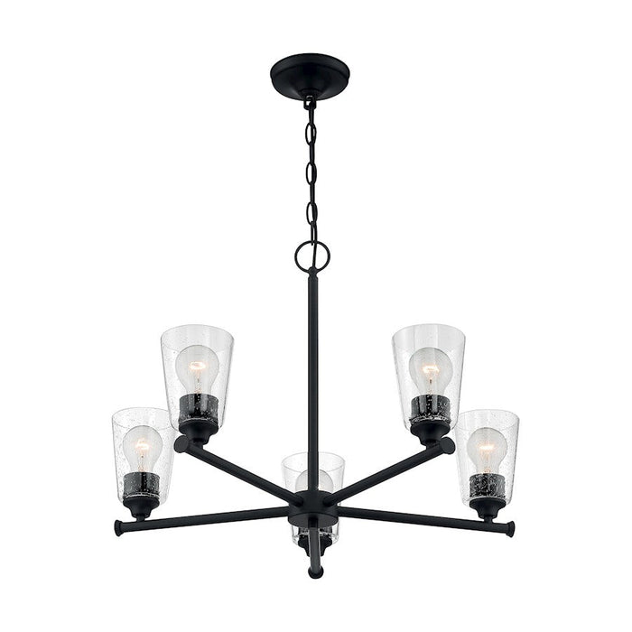 Nuvo Lighting Bransel 5 Light Chandelier, Seeded Glass, Matte Black - 60-7285