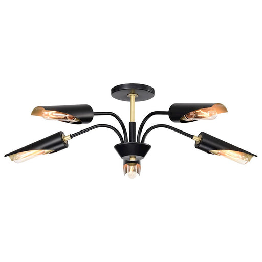 Nuvo Lighting Marc 5 Light Chandelier, Matte Black/Gold