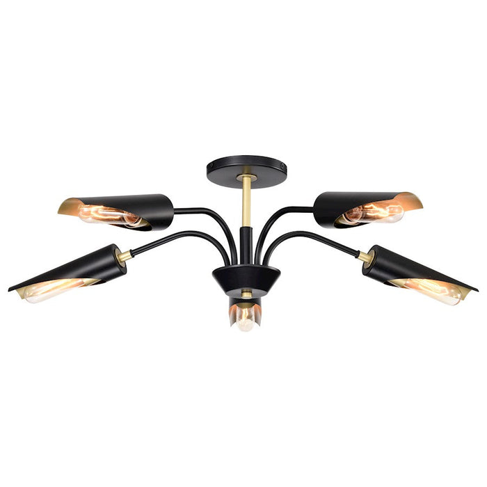 Nuvo Lighting Marc 5 Light Chandelier, Matte Black/Gold