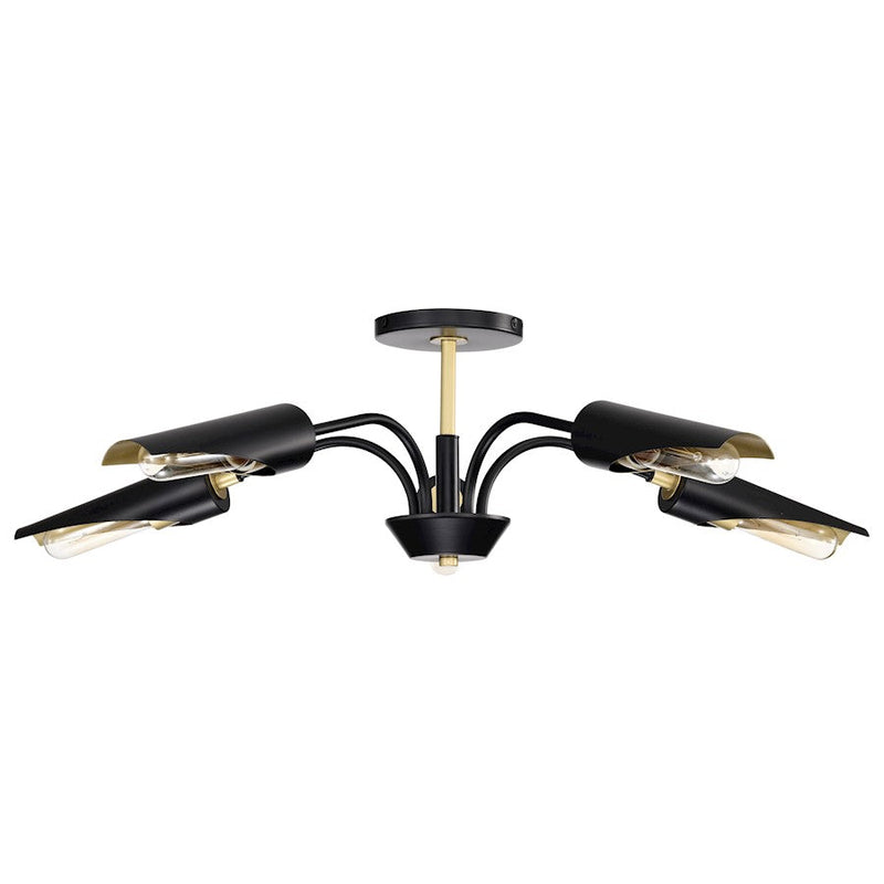 Nuvo Lighting Marc 28in 5-Light Chandelier | Transitional Matte Black and Gold Steel | Dining Room & Living Room | 28 x 28 x 41 in | Model 60-7295