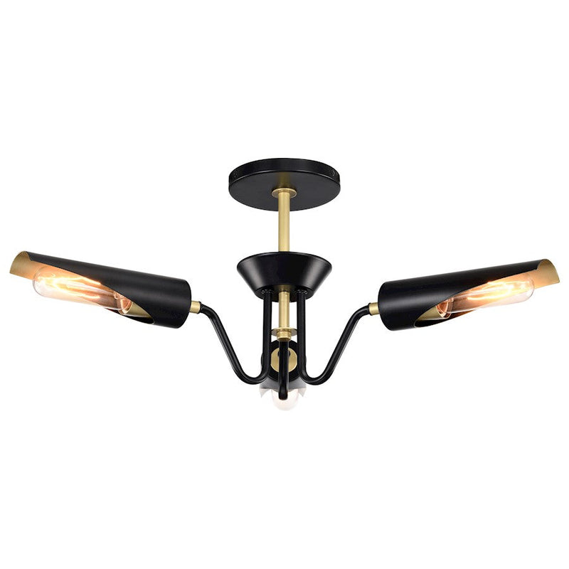 Nuvo Lighting Marc 21in 3-Light Chandelier | Transitional Matte Black and Gold Steel | Kitchen Island & Dining Room | 21 x 21 x 42 in | Model 60-7296