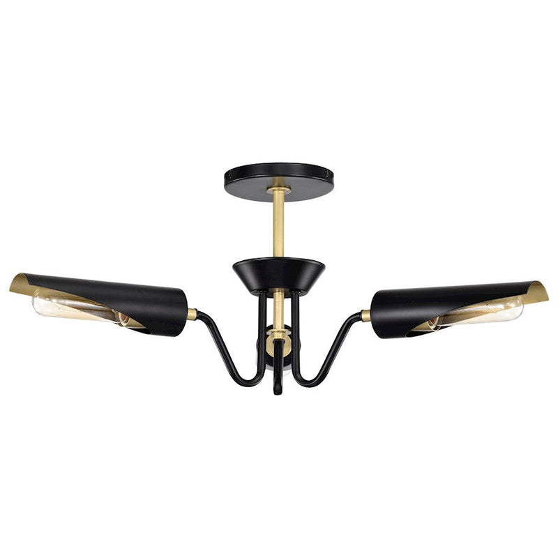 Nuvo Lighting Marc 21in 3-Light Chandelier | Transitional Matte Black and Gold Steel | Kitchen Island & Dining Room | 21 x 21 x 42 in | Model 60-7296