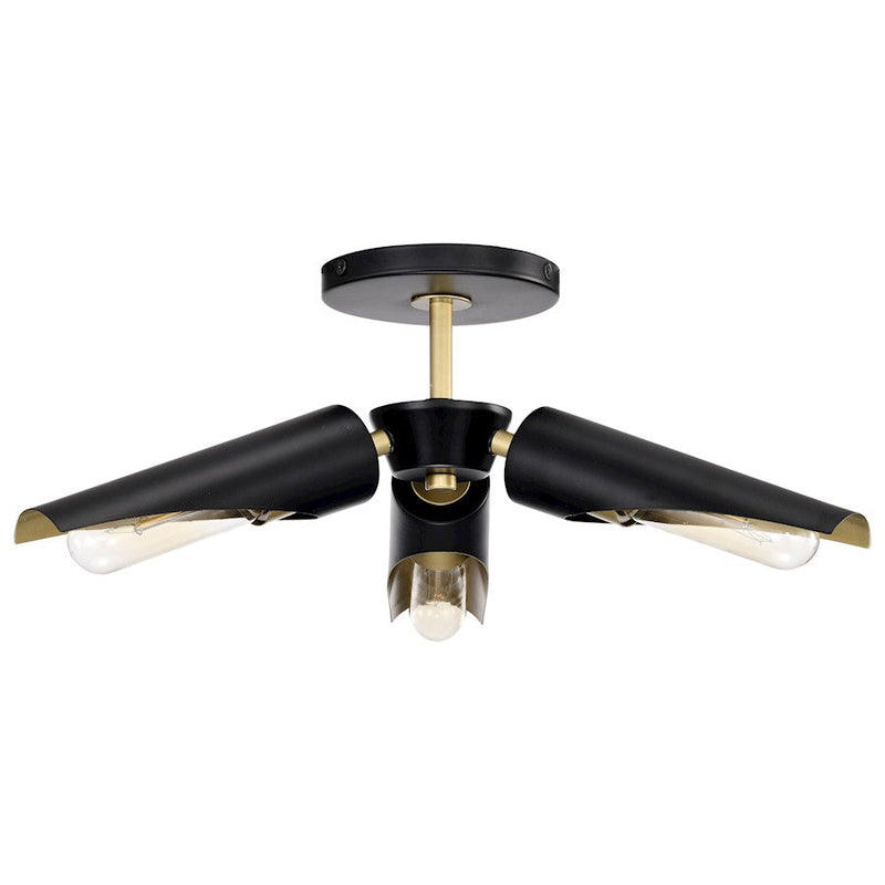 Nuvo Lighting Marc 16in 3-Light Pendant | Transitional Matte Black Steel and Gold Accents | Kitchen Island & Dining Room | 16 x 16 x 40 in | Model 60-7297