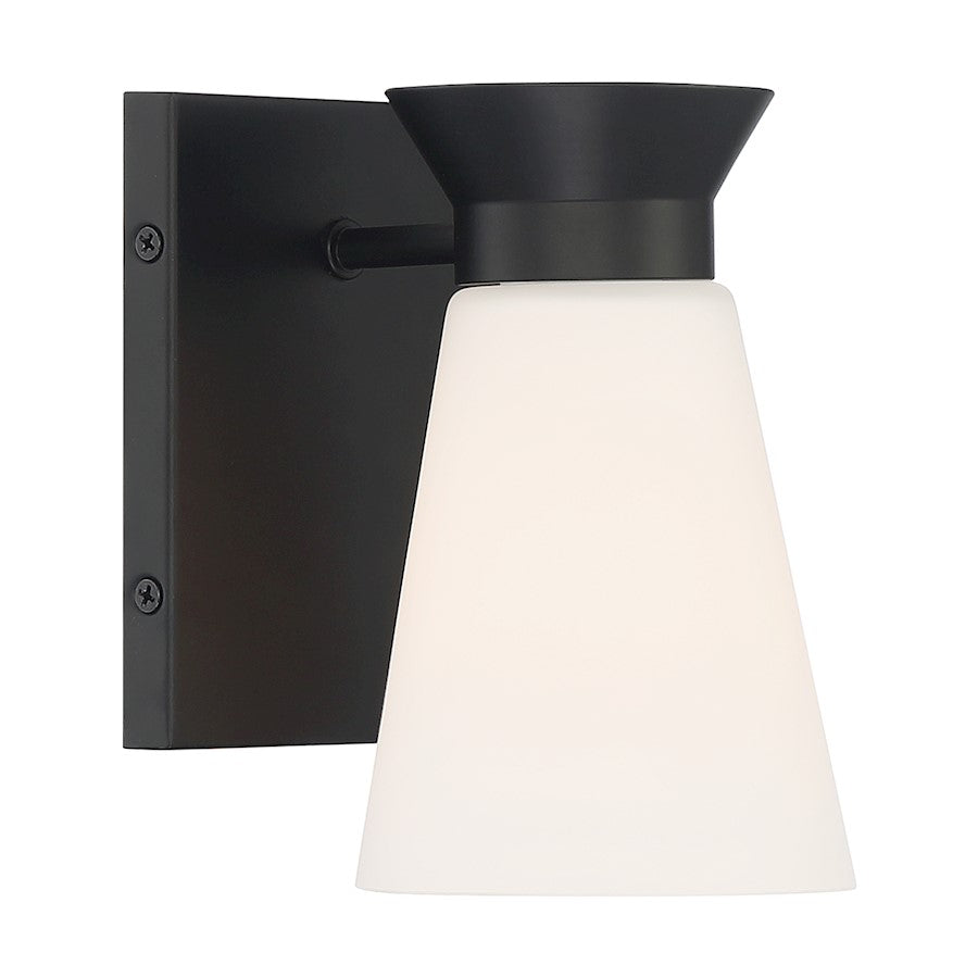 Nuvo Lighting Caleta 1 Light Sconce, Cylindrical Glass, Black - 60-7311