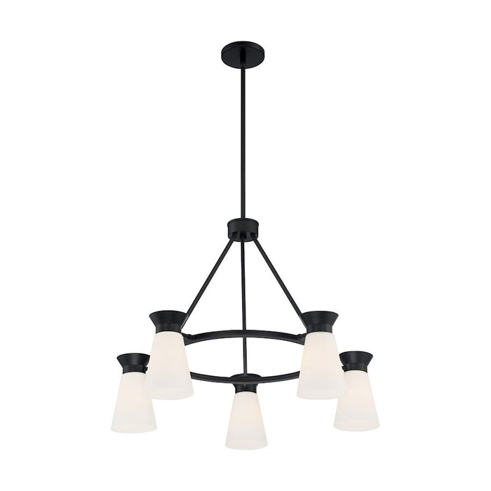 Nuvo Lighting Caleta 5 Light Chandelier, Cylindrical Glass, Black - 60-7315