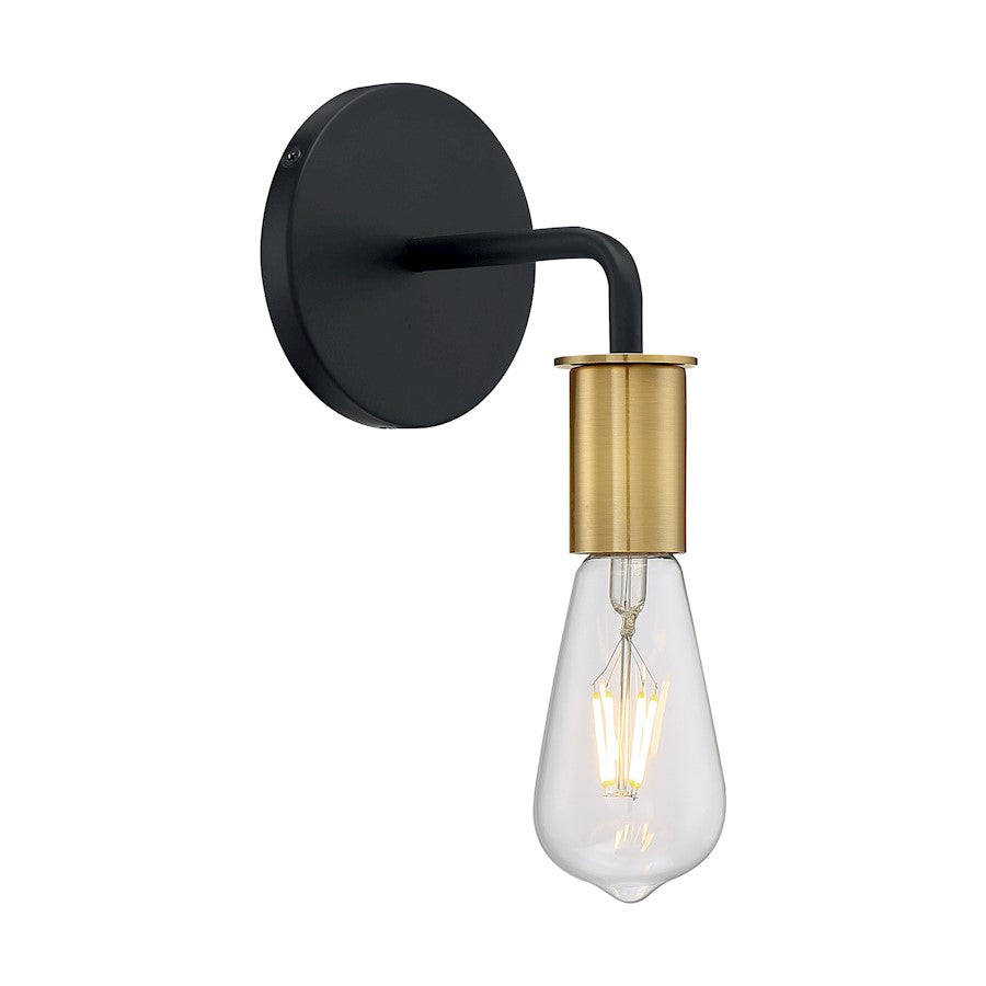 Nuvo Lighting Ryder 1 Light Sconce, Black/Brushed Brass - 60-7341