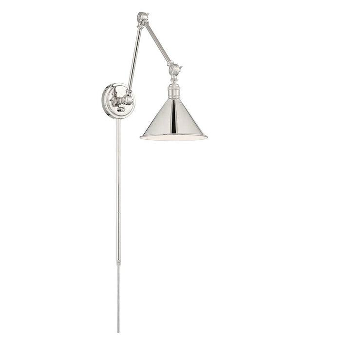 Nuvo Lighting Delancey Swing Arm Lamp, Polished Nickel/Switch - 60-7362