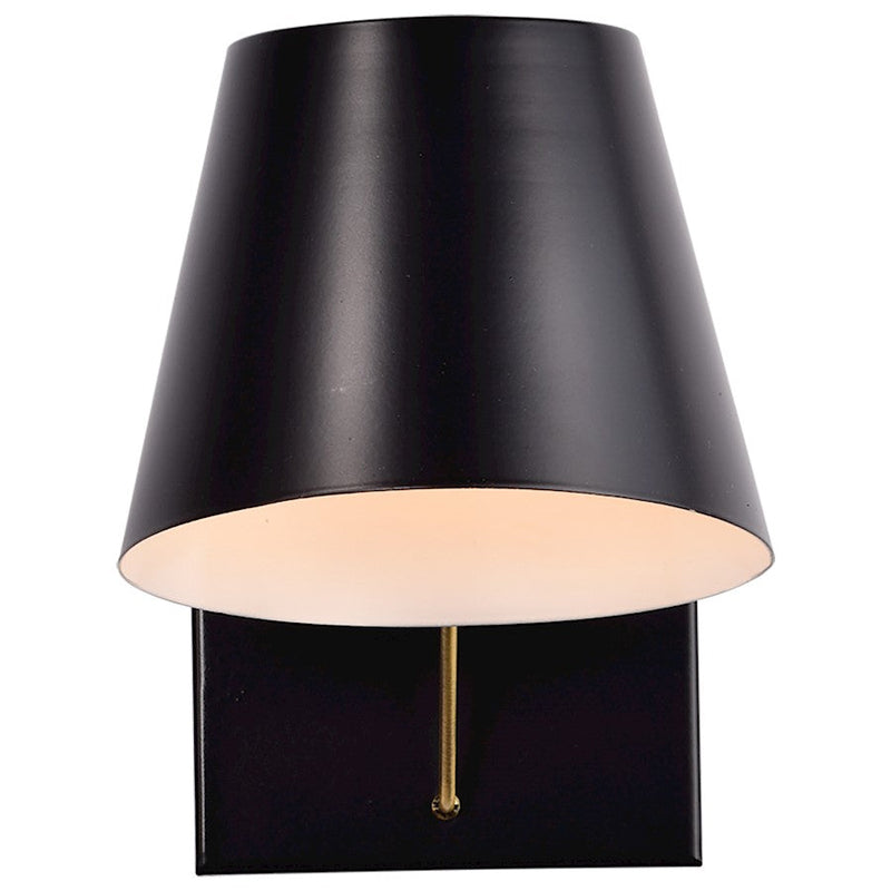 Nuvo Lighting Baxter 1-Light Wall Sconce | Modern Black and Burnished Brass with Angled White Interior Shade | Bathroom & Hallway Accent | Model 60-7381