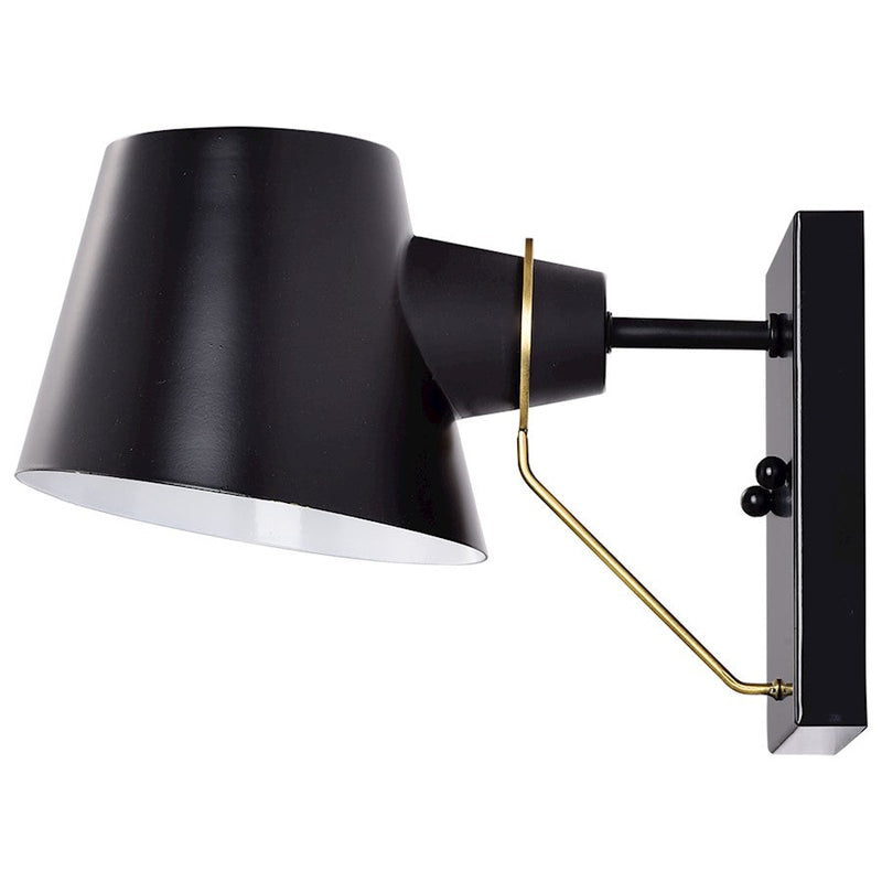 Nuvo Lighting Baxter 1-Light Wall Sconce | Modern Black and Burnished Brass with Angled White Interior Shade | Bathroom & Hallway Accent | Model 60-7381