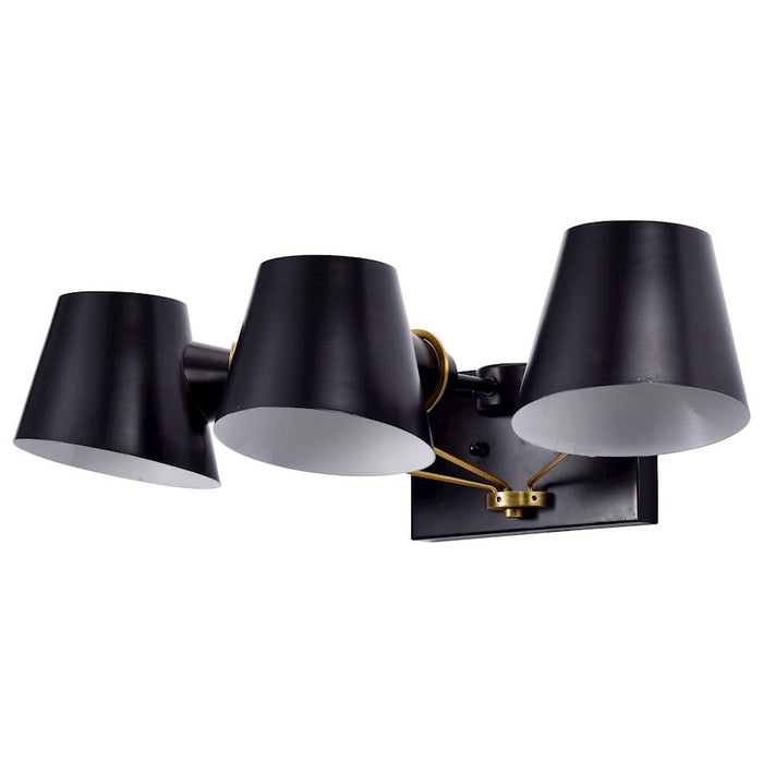 Nuvo Lighting Baxter 3 Light Vanity, Black/Burnished Brass - 60-7383