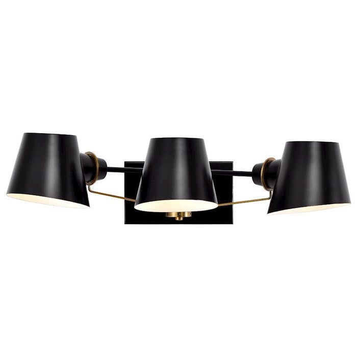 Nuvo Lighting Baxter 3 Light Vanity, Black/Burnished Brass