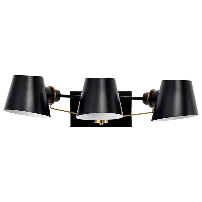 Nuvo Lighting Baxter 3 Light Vanity, Black/Burnished Brass