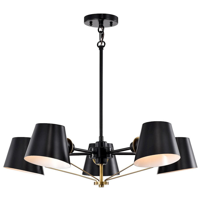 Nuvo Lighting Baxter Chandelier, Black/Burnished Brass