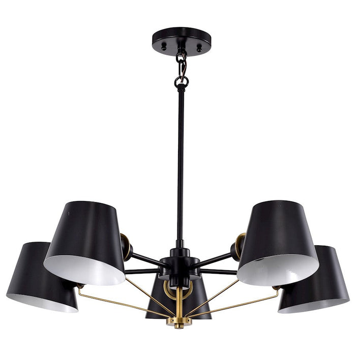 Nuvo Lighting Baxter Chandelier, Black/Burnished Brass